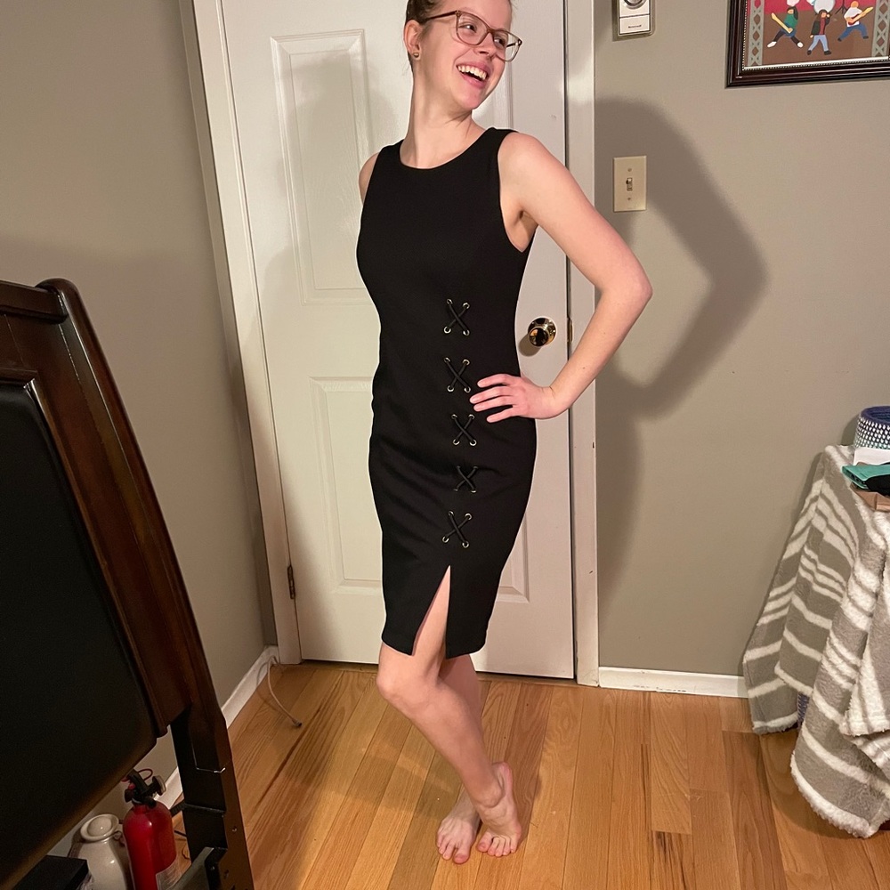 Carmen Marc Valvo, black dress, size 2